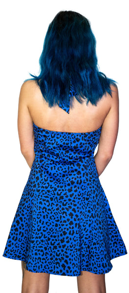 Aqua Leopard Blue Mini Dress - Jessica - Dr Faust