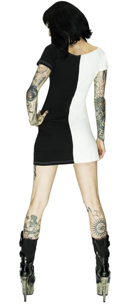Two Face Black and White Mini Dress - Zoey - Dr Faust