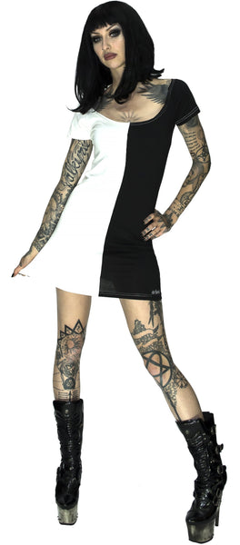 Two Face Black and White Mini Dress - Zoey - Dr Faust