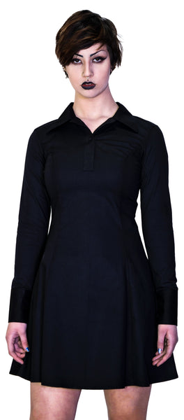 Black Long Sleeve Wednesday Addams Mini Dress - Megan - Dr Faust