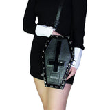 Black Patent Inverted Cross Vegan Leather Coffin Bag - Petra - Dr Faust