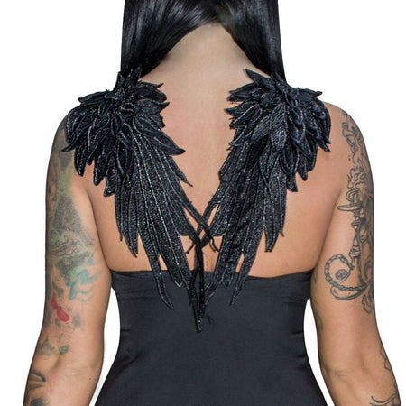 Black Wings Raw Silk Mini Dress - Angelique - Dr Faust