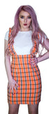 Checked Pinafore Orange Tartan Dress and T-Shirt Set - Perla - Dr Faust