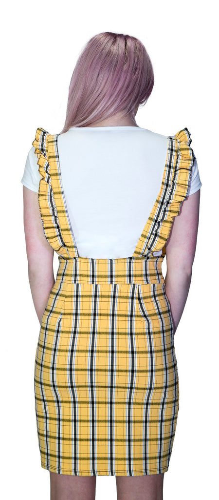 Checked Pinafore Yellow Tartan Dress and T-Shirt Set - Kairi - Dr Faust