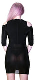 Cold Shoulder Bodycon Black Mini Dress - Niamh - Dr Faust