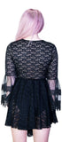 Crochet Detail Black Playsuit Dress - Hallie - Dr Faust