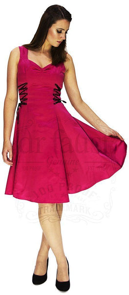 Raw Silk Hot Pink Midi Dress - Alexandra - Dr Faust