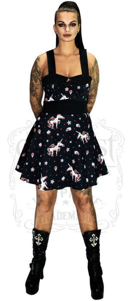 Not Your Typical Unicorn And Stars Black Mini Dress - Amelia - Dr Faust