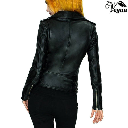 Vegan Leather Black Biker Jacket - Augusta - Dr Faust