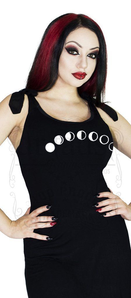 Lunar Phases Moon Black High-Low Dress - Hadlee - Dr Faust