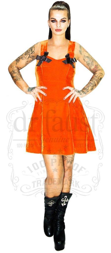 Soft Orange Velvet Halterneck Dress - Savannah - Dr Faust