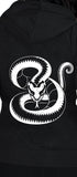 White Snake Print Women's Black Hoodie - Emmaline - Dr Faust