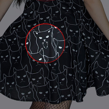Evil Cats Black Mini Dress - Gatta - Dr Faust