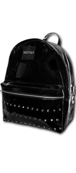 Faustian Black Patent Pyramid Backpack - Shining - Dr Faust