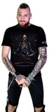 Flaming Yoga Skeleton Meditating Black T-Shirt - Lionel - Dr Faust