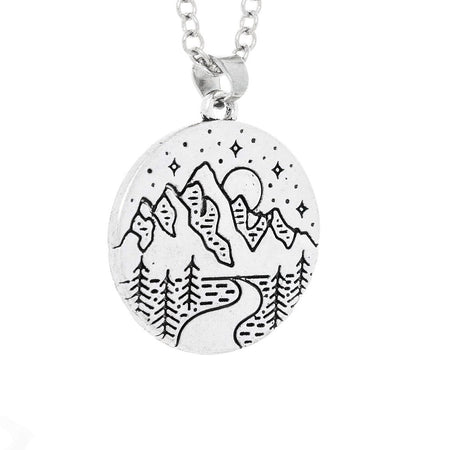 Full Moon Mountains Scenery Pendant and Necklace - Ryleigh - Dr Faust