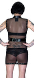 Full Zip Eyelet Trim Black Belt Sheer Mini Dress - Yara - Dr Faust