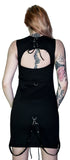 Goth Bondage Black Mini Dress - Maia - Dr Faust