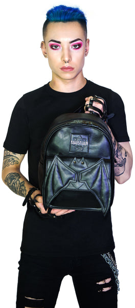 Happy 3D Bat Black Vegan Leather Backpack - Taipan - Dr Faust