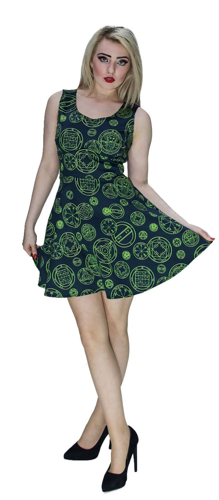 Green Mystical Spell Black Mini Dress - Hazel - Dr Faust