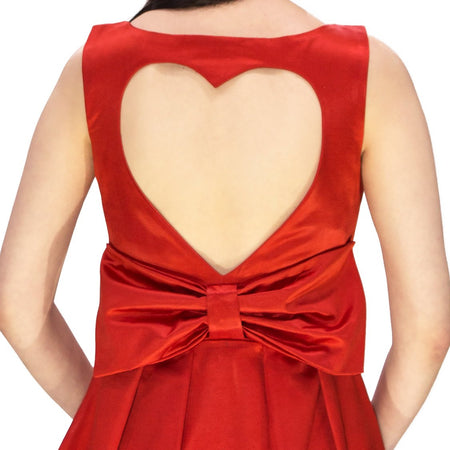 Heart Raw Silk Red Midi Dress - Lyla - Dr Faust