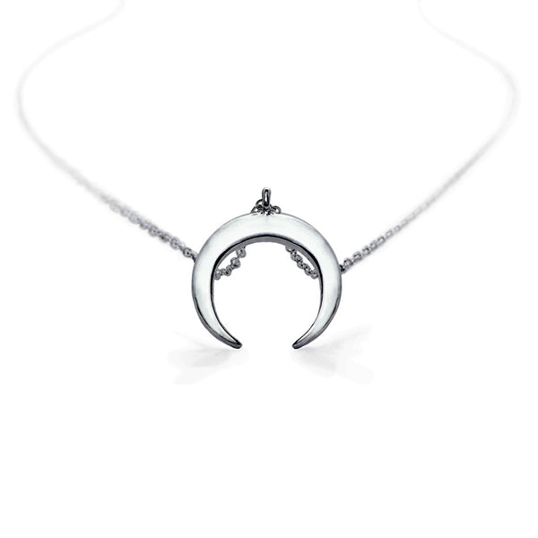 Horizontal Eclipse Moon Crescent Pendant and Necklace - Brielle - Dr Faust