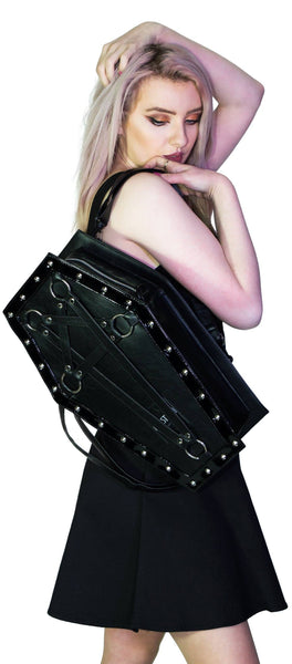 Large Black Pentagram Vegan Leather Coffin Bag - Primrose - Dr Faust