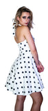 Large Black Polka Dots White Mini Dress - Irene - Dr Faust