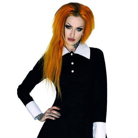 Long Sleeve Wednesday Addams Black Dress - Megan - Dr Faust