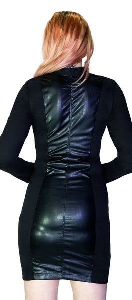 Long Sleeve Zipped Bodycon Black Mini Dress - Kaydence - Dr Faust