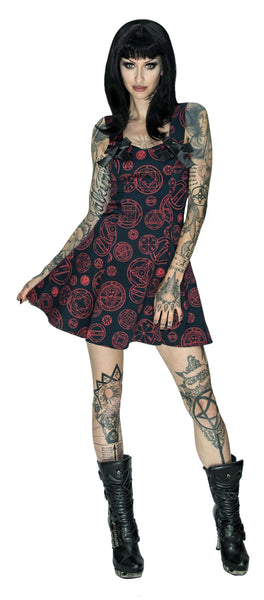Red Magical Spell Black Mini Dress - Daisy - Dr Faust