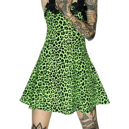 Magical Green Leopard Mini Dress - Sadie - Dr Faust
