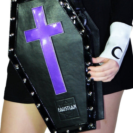 Magnetic Crosses Large Vegan Leather Coffin Bag - Katana - Dr Faust