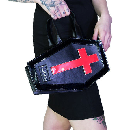 Interchangeable Magnetic Crosses Vegan Leather Coffin Bag - Katana - Dr Faust