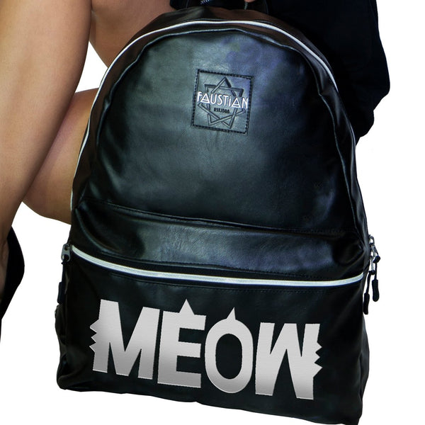 Meow! Vegan Leather Black Backpack - Harper - Dr Faust