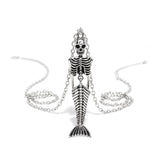Mermaid Skeleton Silver Pendant and Necklace - Dayana - Dr Faust