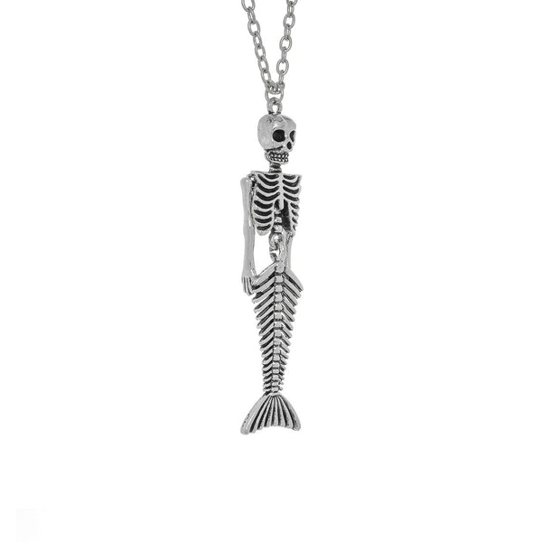 Mermaid Skeleton Silver Pendant and Necklace - Dayana - Dr Faust