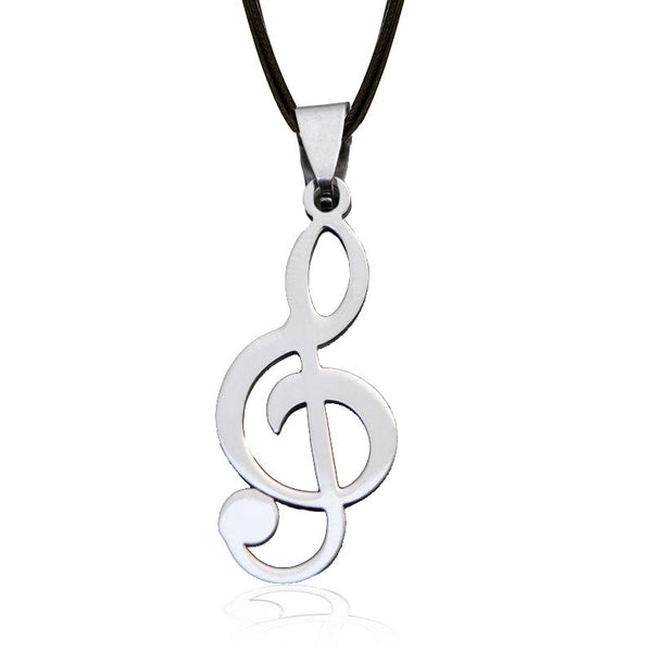 Musical Note Sol Key Pendant and Black Necklace - Sawyer - Dr Faust