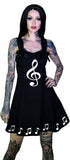 Musical Note Sol Key Little Black Mini Dress - Heidi - Dr Faust