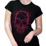 Neon Veins Red Skull Black T-Shirt - Veda - Dr Faust