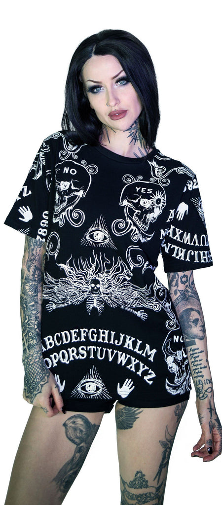 Ouija Board All Over Print Nu Goth Black T-Shirt - Mack - Dr Faust