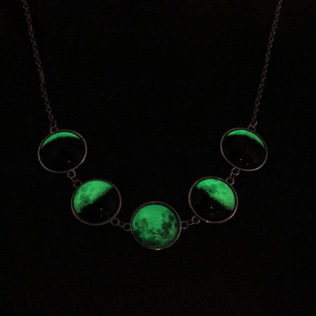 Phasing Moon Lunar Fluorescent Pendant and Necklace - Rowan - Dr Faust