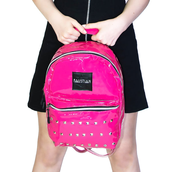 Pink Patent Vegan Leather Backpack - Shining - Dr Faust