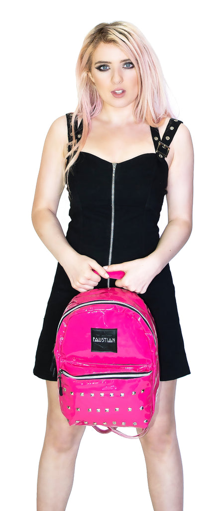 Pink Patent Vegan Leather Backpack - Shining - Dr Faust