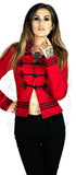 Black Military Swirl Braid Red Short Cotton Jacket - Fiorenza - Dr Faust