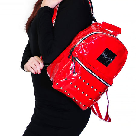 Red Patent Vegan Leather Backpack - Shining - Dr Faust