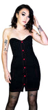 Red Button-Down Strapless Black Mini Dress - Allie - Dr Faust