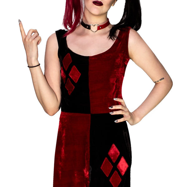 Red Diamond Velvet Black Mini Dress - Harley - Dr Faust