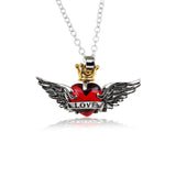Red Heart Wings Crown Love Pendant and Necklace - Amira - Dr Faust
