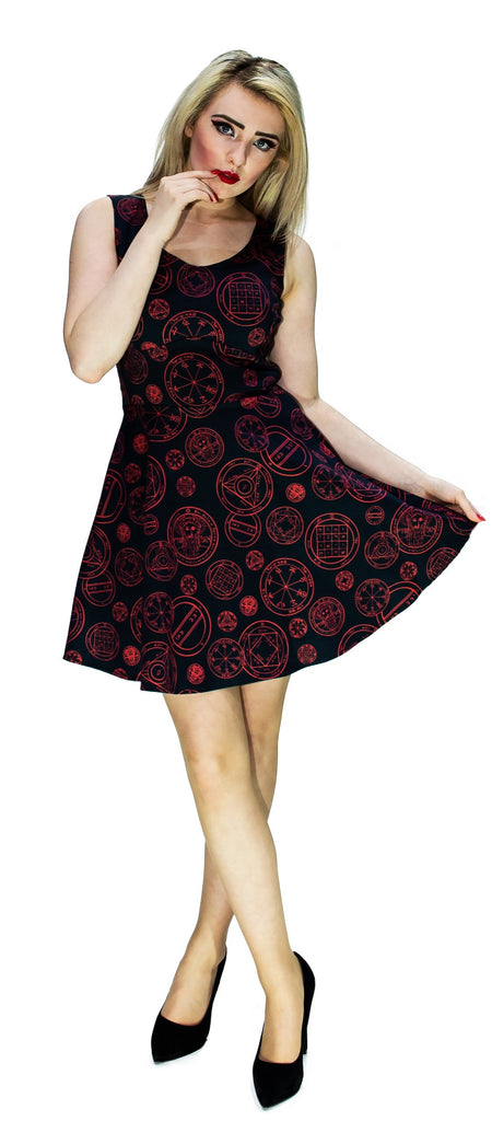 Red Mystical Spell Black Mini Dress - Francesca - Dr Faust